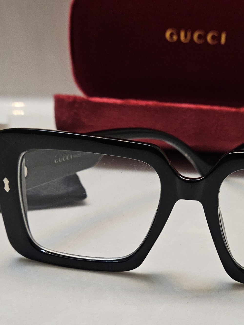 Gucci Black Square Optical Glasses with Red Velvet Case - Picture 4 of 13